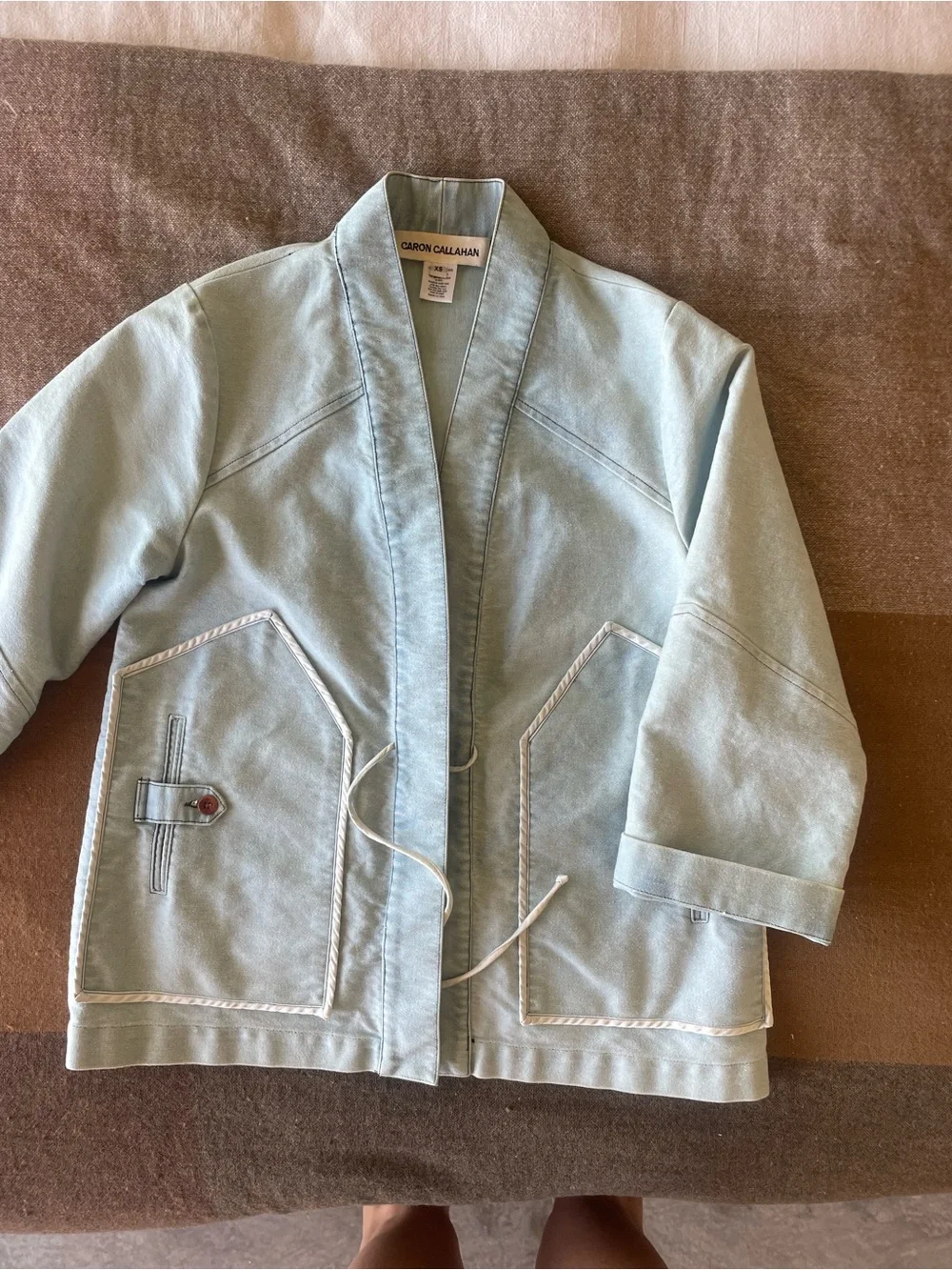 Caron Callahan Orla Jacket in Sun-Bleached indigo Twill, Size XS